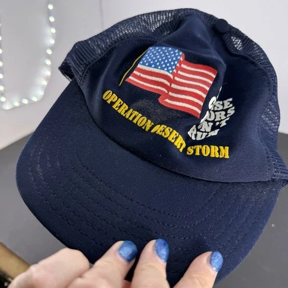 Vintage American Flag These Colors Don't Run Hat SnapBack Cap USA Desert Storm - Picture 13 of 15